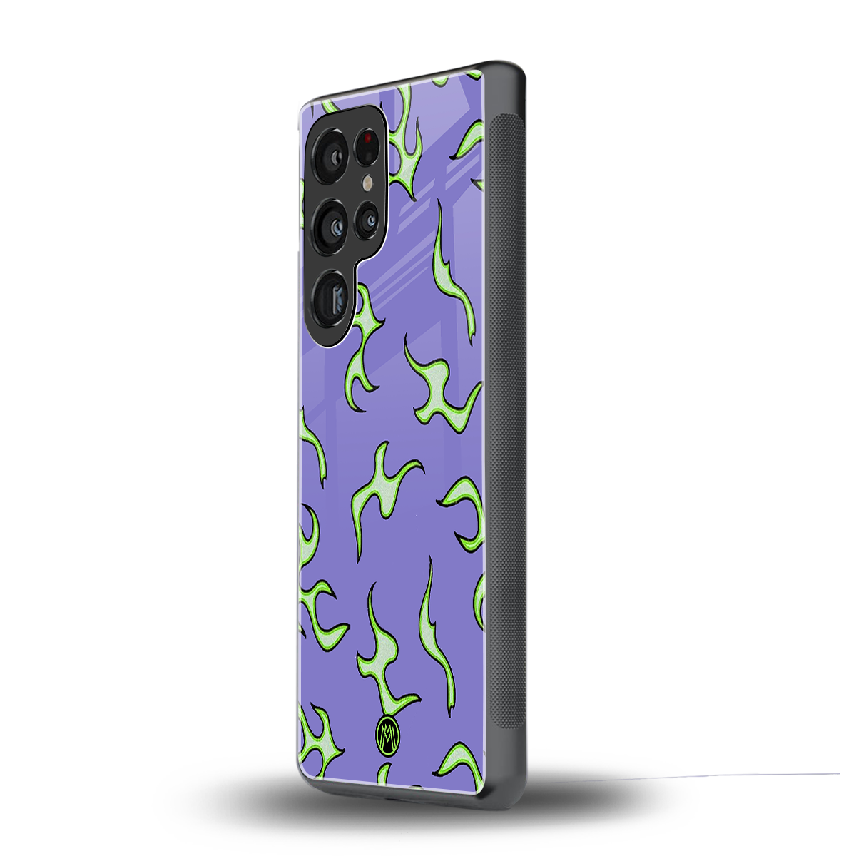 lil flames on purple back phone cover | glass case for samsung galaxy s25 ultra