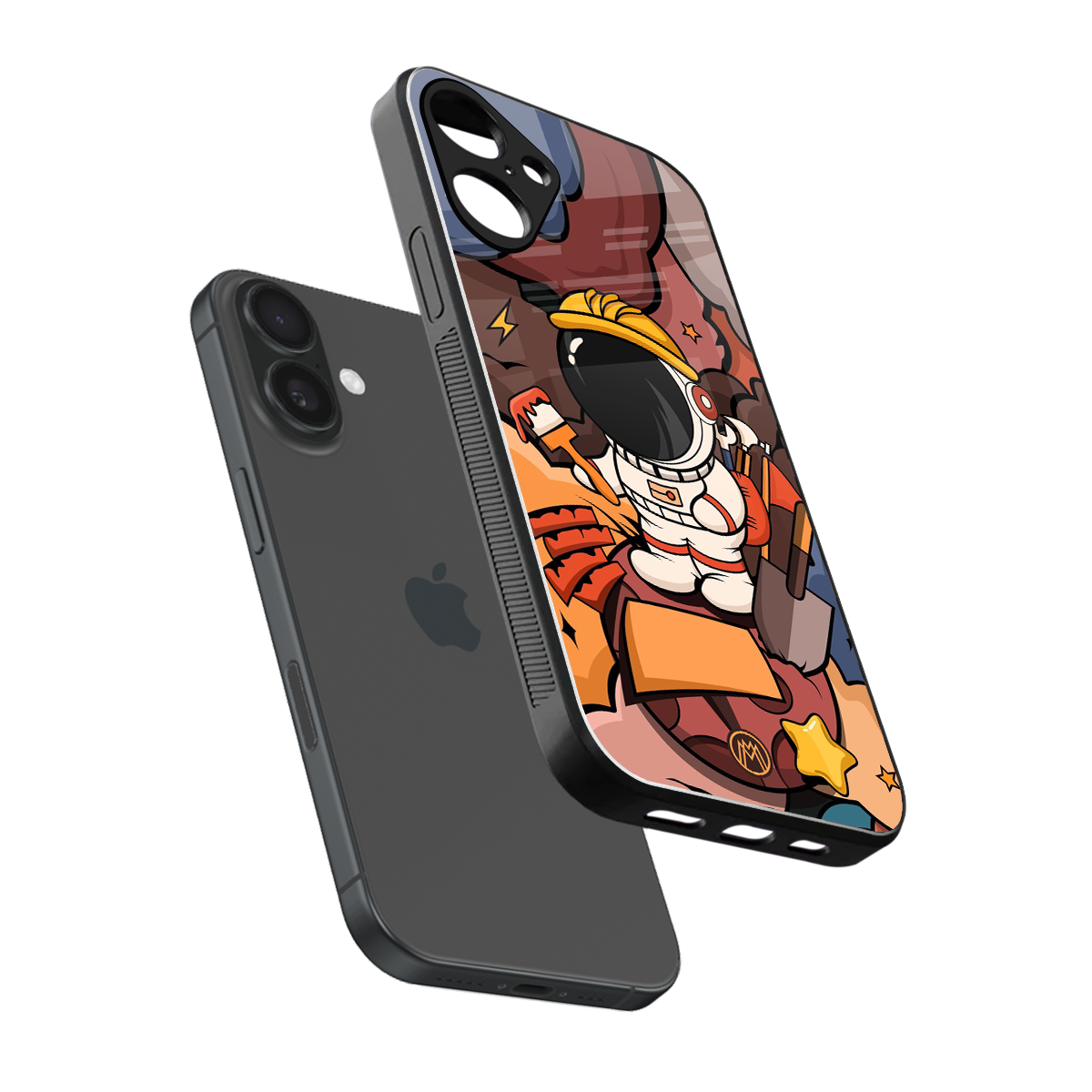 lil spaceman back phone cover | glass case for iphone 16 plus
