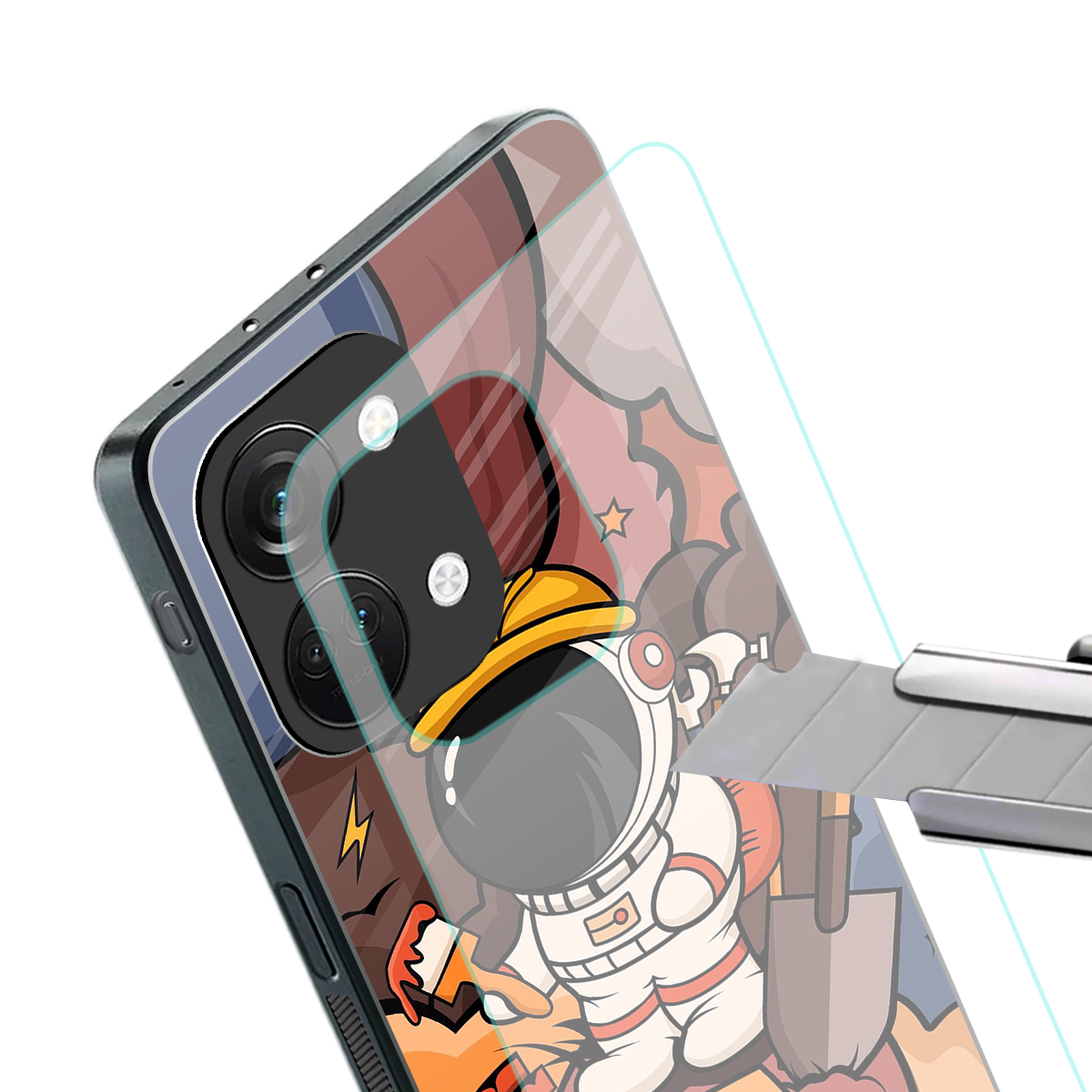 lil spaceman back phone cover | glass case for oneplus nord 3