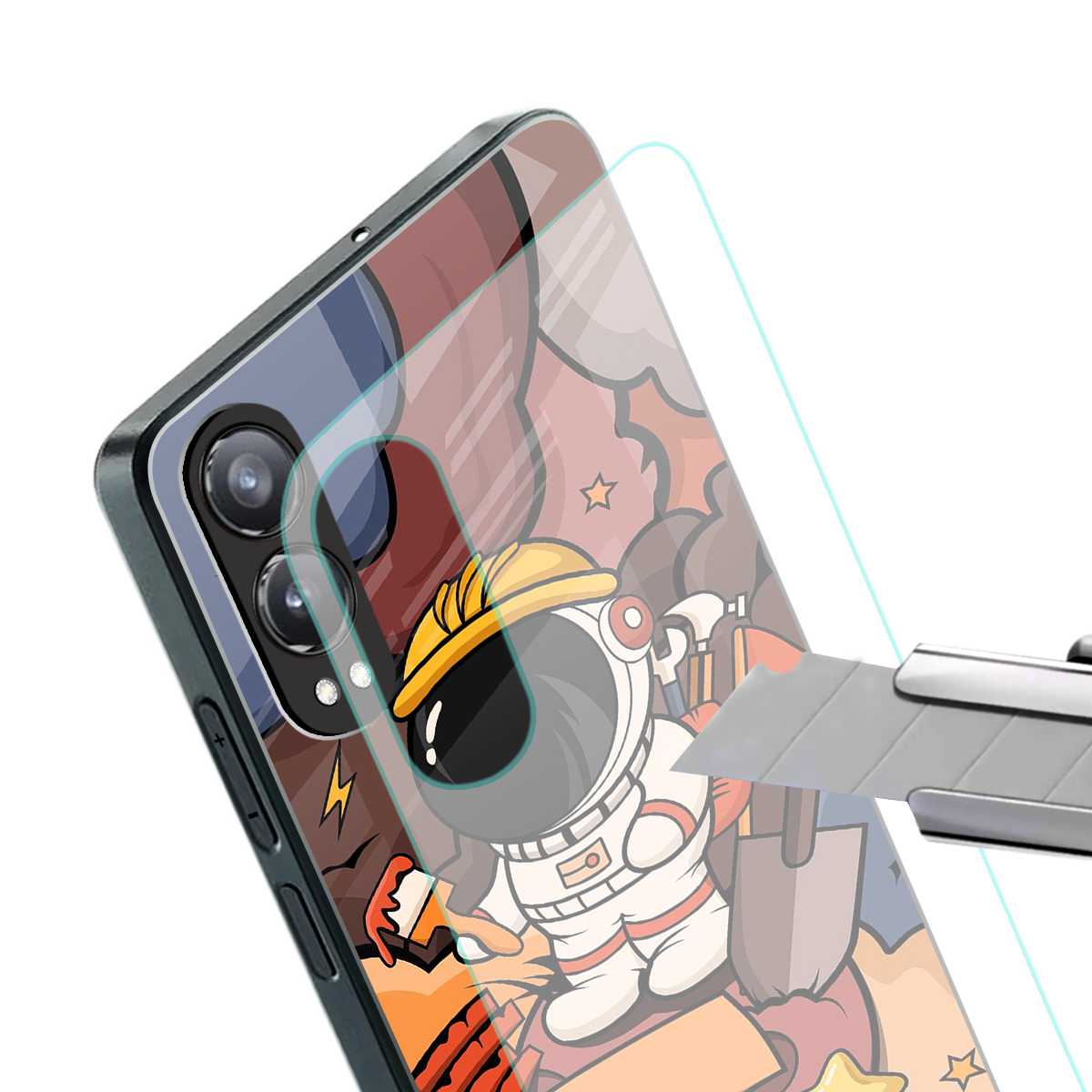 lil spaceman back phone cover | glass case for oneplus nord ce 4 lite