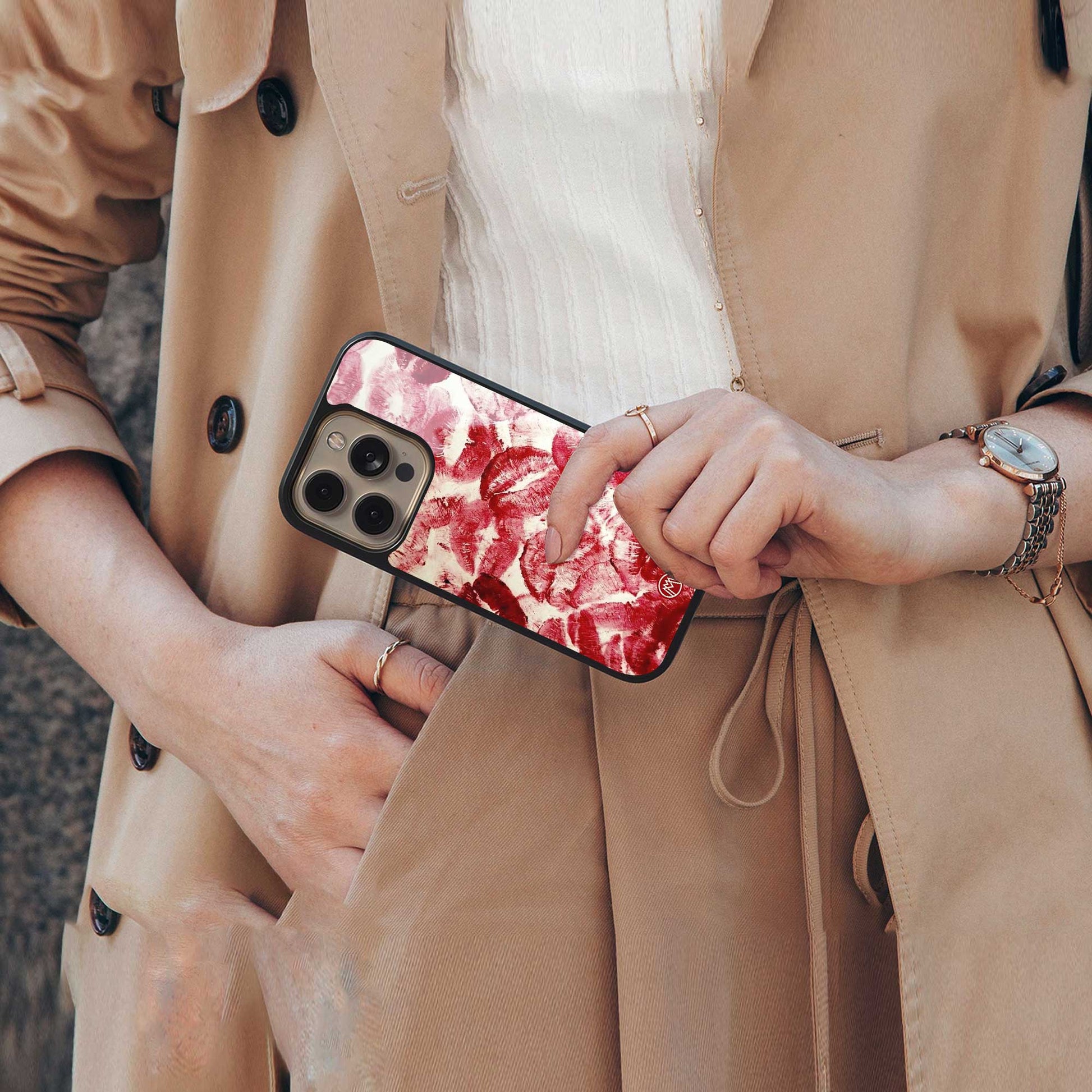 lip glam back phone cover | glass case for iphone 14 pro max