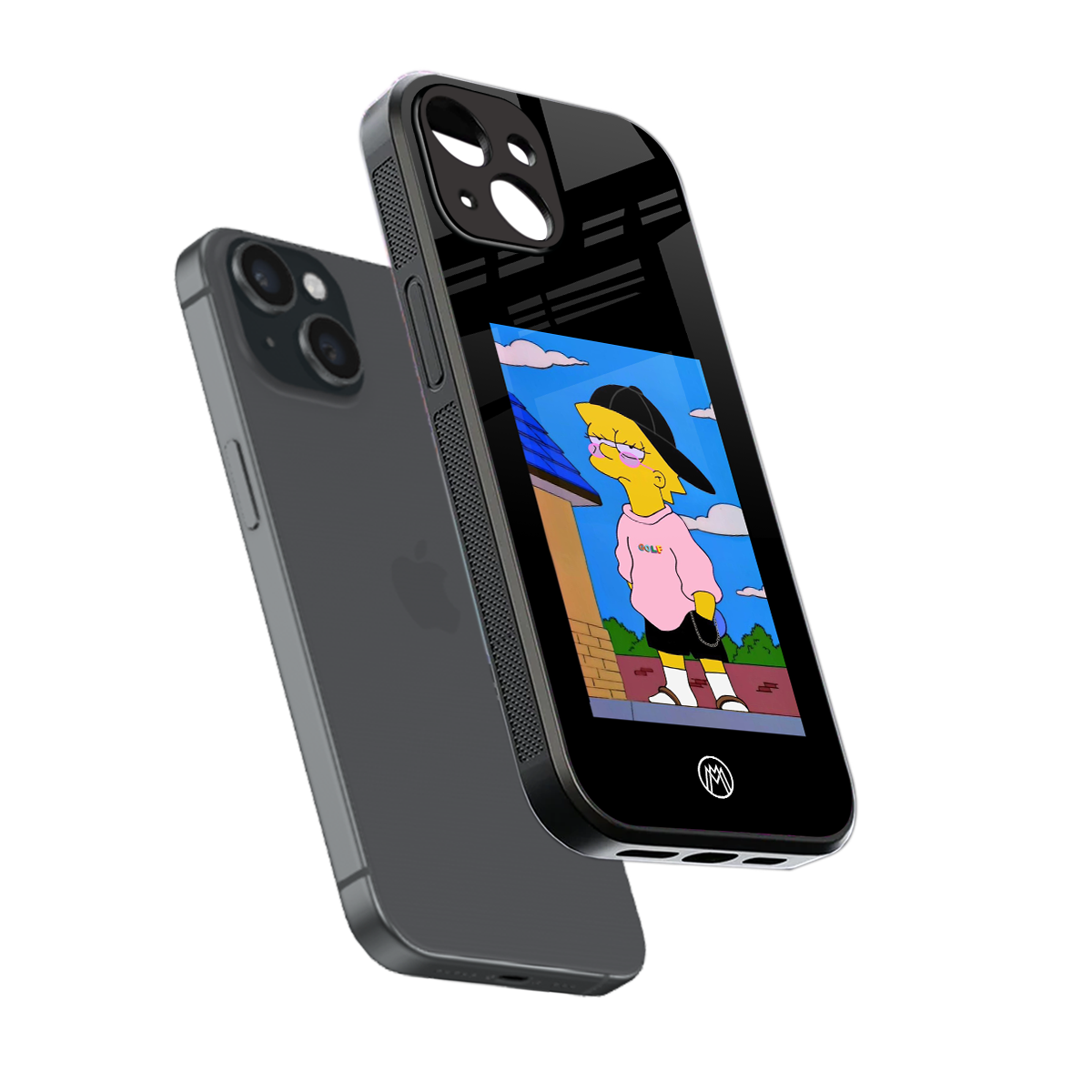 lisa simpson back phone cover | glass case for iphone 13 mini