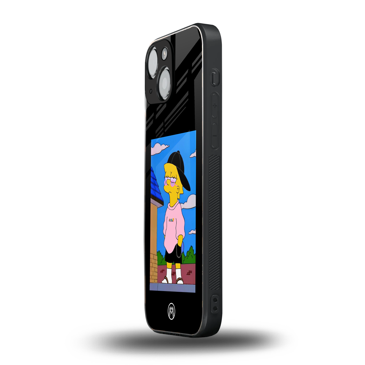 lisa simpson back phone cover | glass case for iphone 13 mini