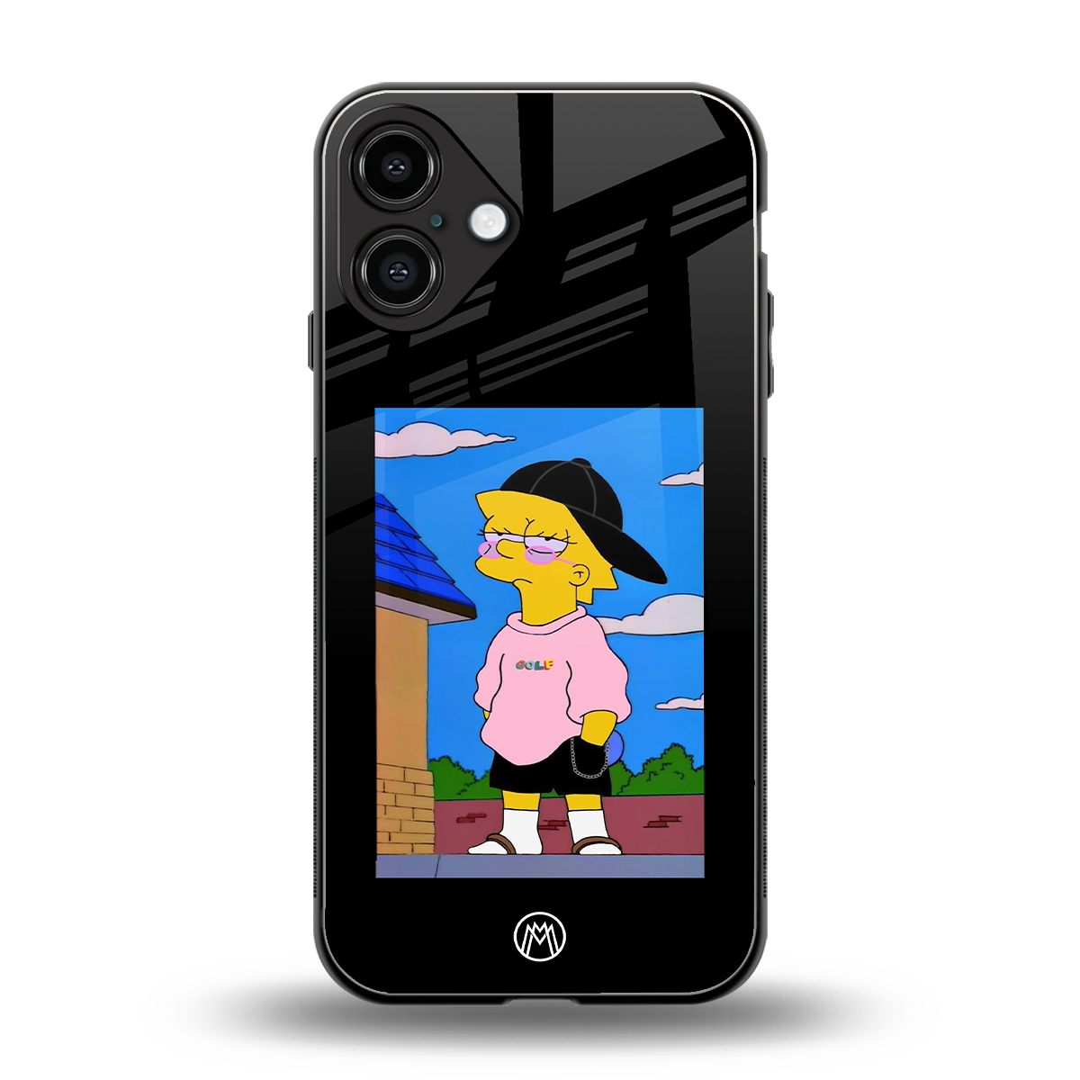 lisa simpson back phone cover | glass case for iphone 16 plus