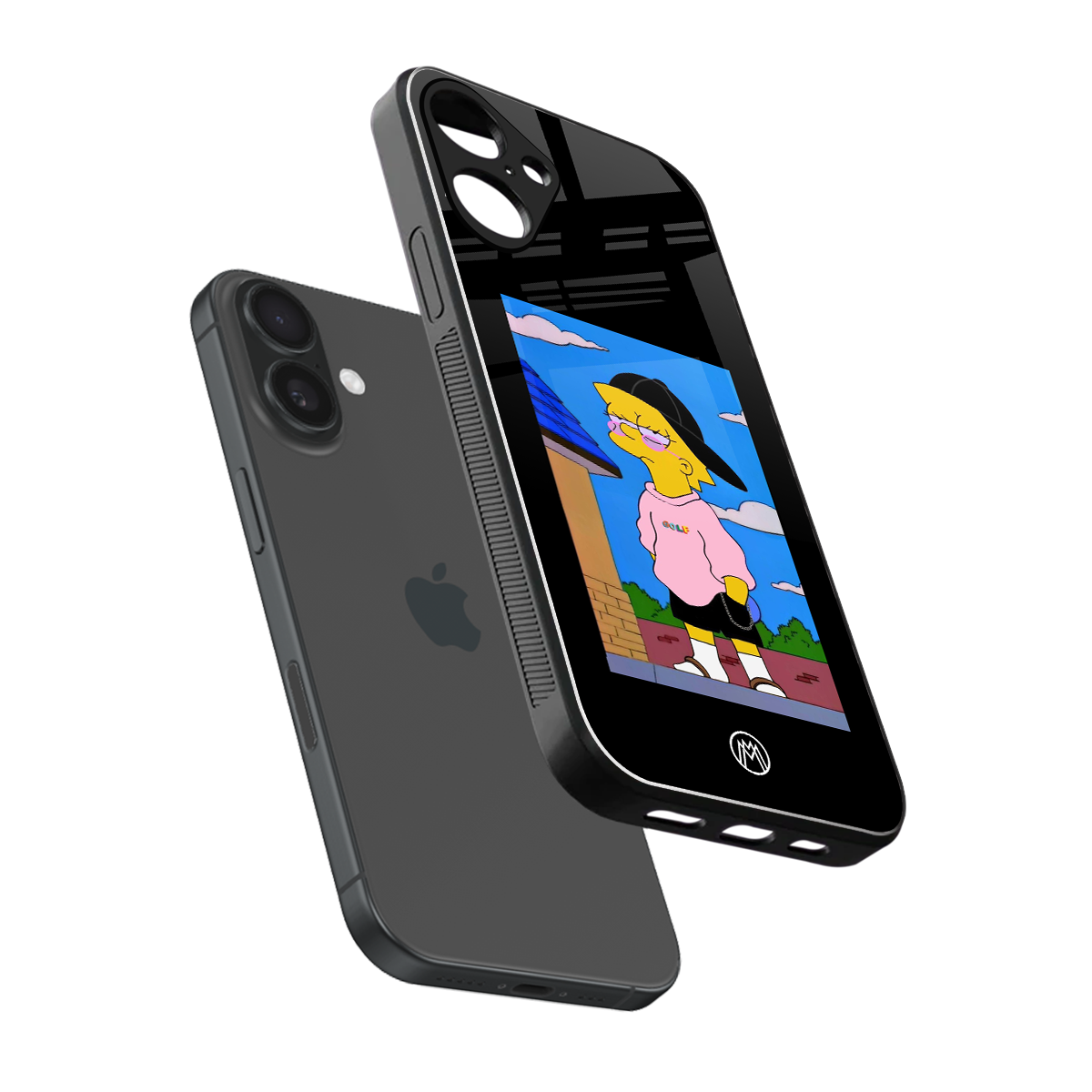 lisa simpson back phone cover | glass case for iphone 16 plus