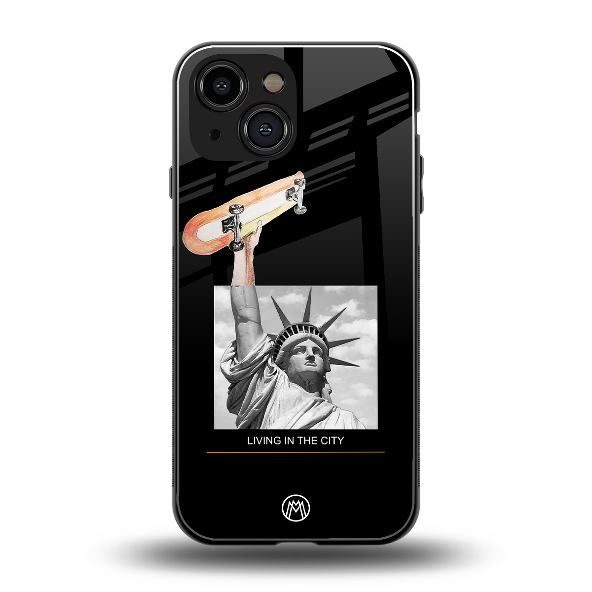living in the city back phone cover | glass case for iphone 13 mini