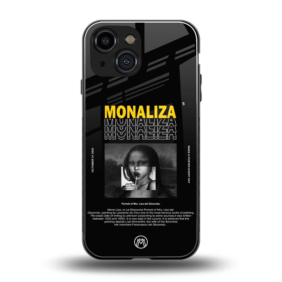 lollipop monaliza back phone cover | glass case for iphone 13 mini