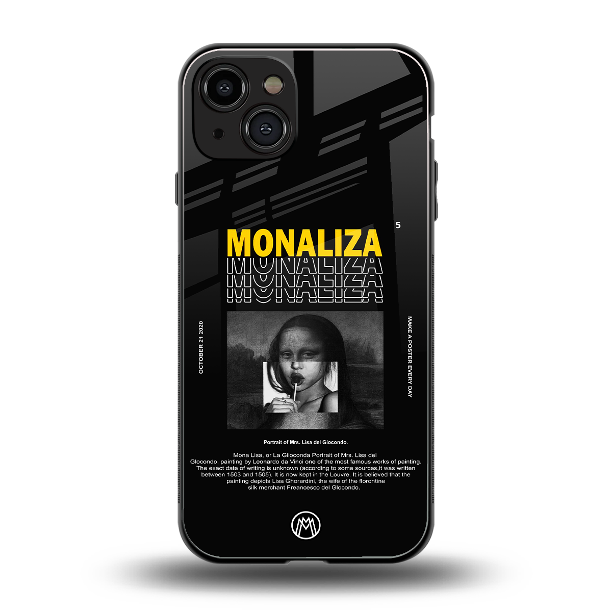 lollipop monaliza back phone cover | glass case for iphone 15