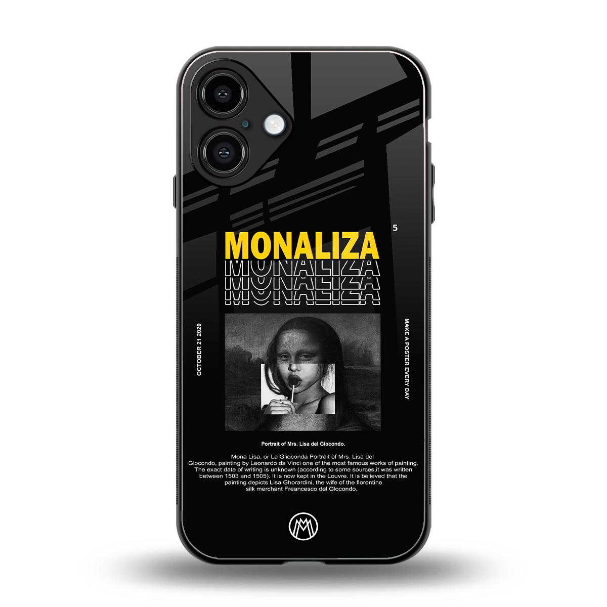 lollipop monaliza back phone cover | glass case for iphone 16 plus