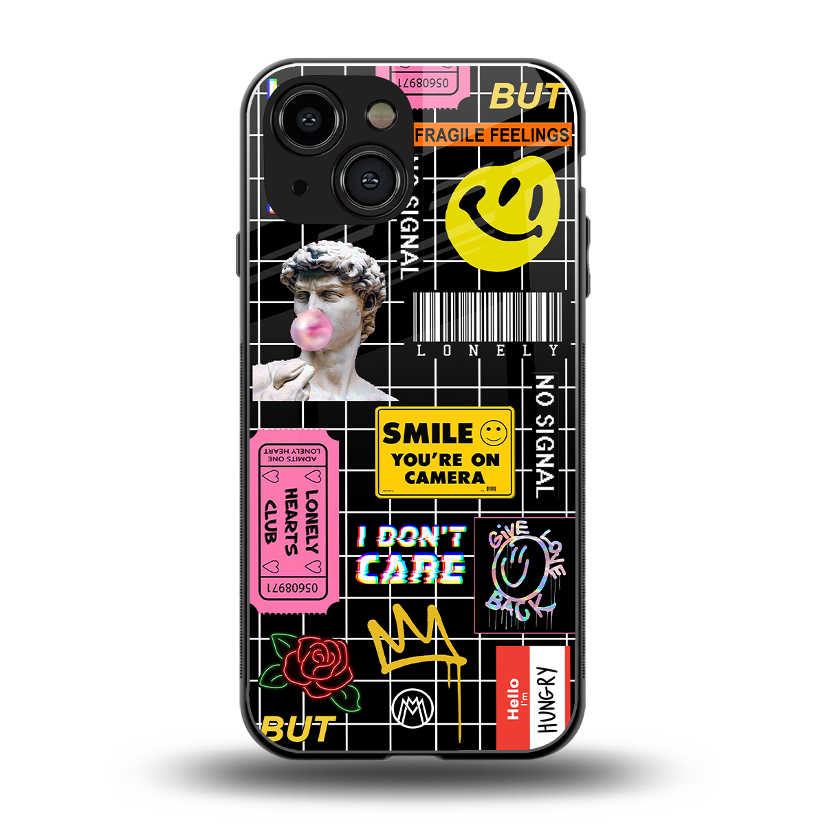 lonely hearts club black back phone cover | glass case for iphone 13 mini