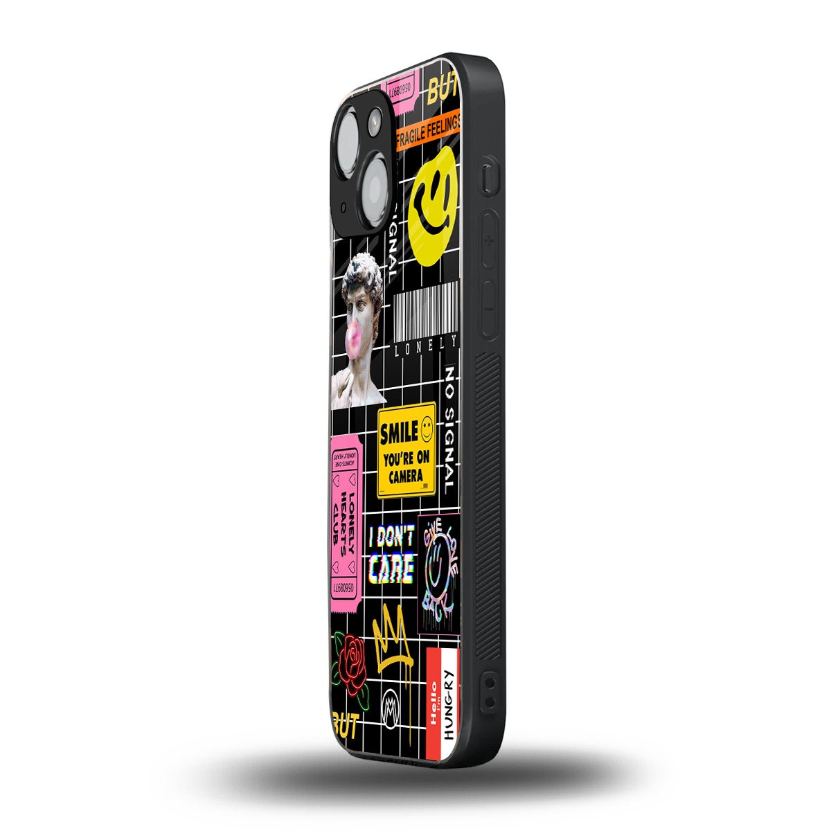 lonely hearts club black back phone cover | glass case for iphone 13 mini