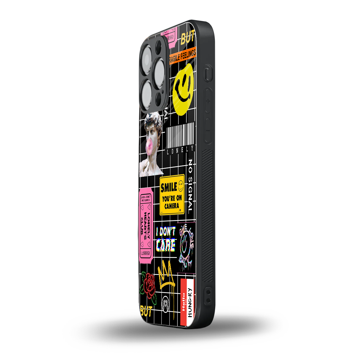 lonely hearts club black back phone cover | glass case for iphone 14 pro max