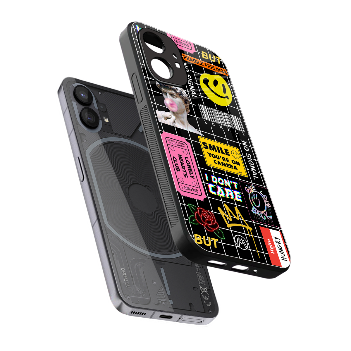 lonely hearts club black back phone cover | glass case for nothing phone 1