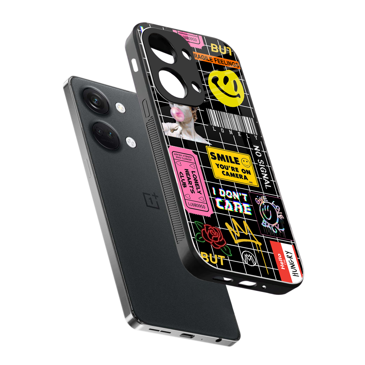 lonely hearts club black back phone cover | glass case for oneplus nord 3