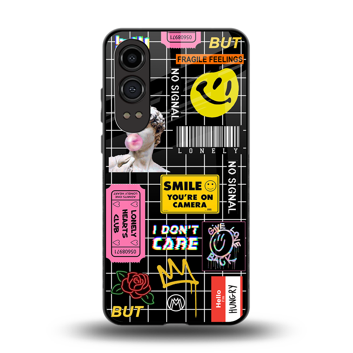 lonely hearts club black back phone cover | glass case for oneplus nord ce 4 lite