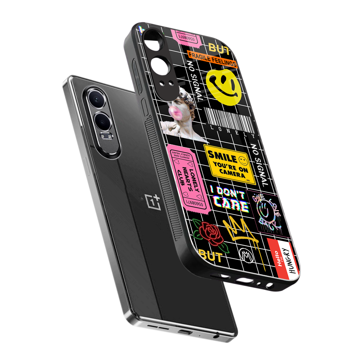 lonely hearts club black back phone cover | glass case for oneplus nord ce 4 lite