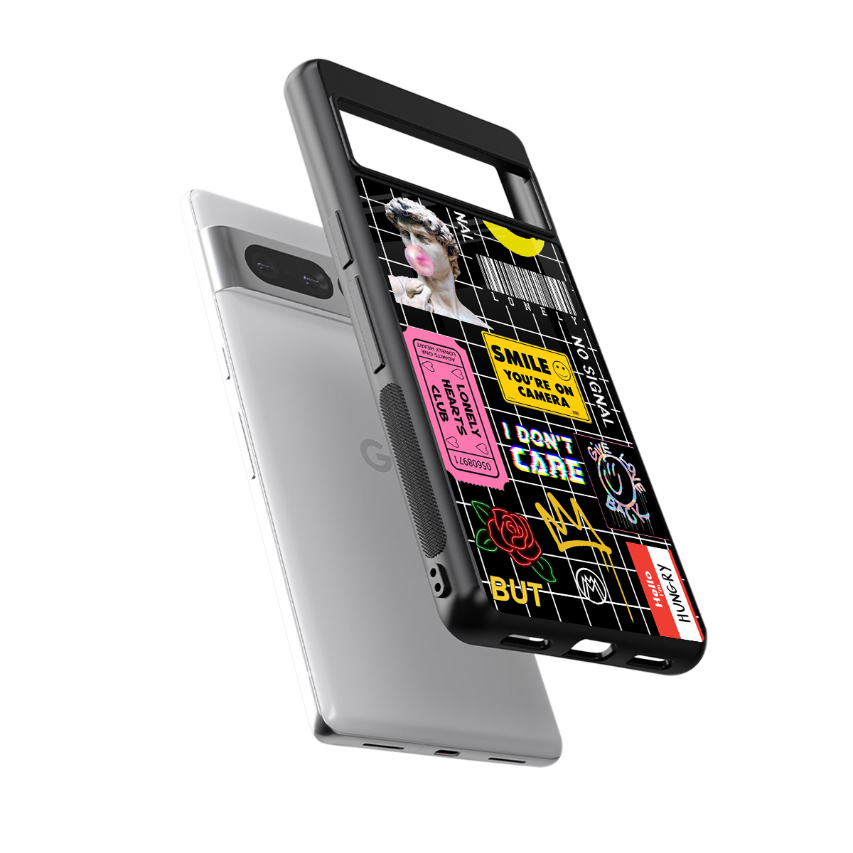 lonely hearts club black back phone cover | glass case for google pixel 7 pro