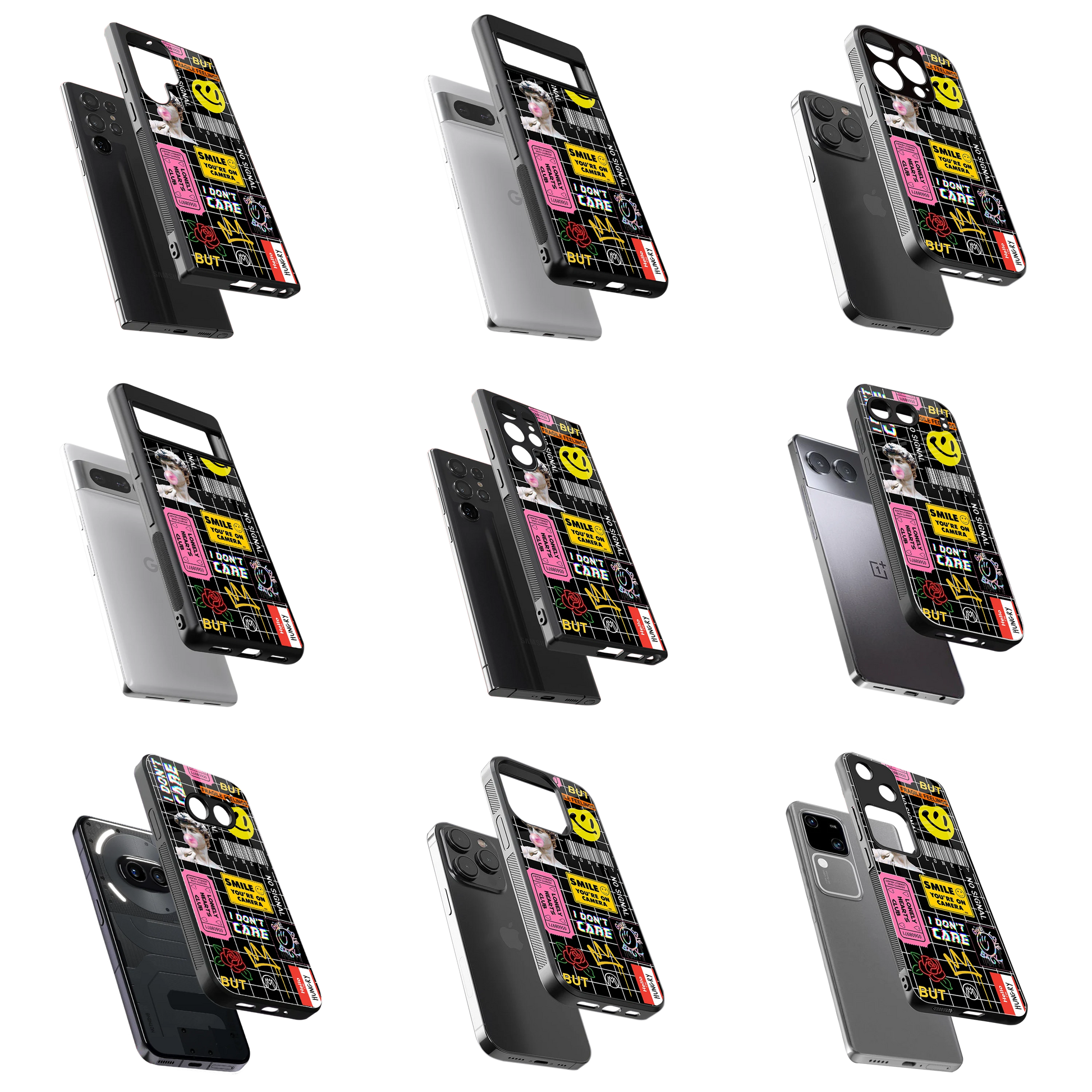 Durable Glass Back Mobile Case for iPhone, Samsung, OnePlus, Google Pixel, Redmi, Vivo, Oppo