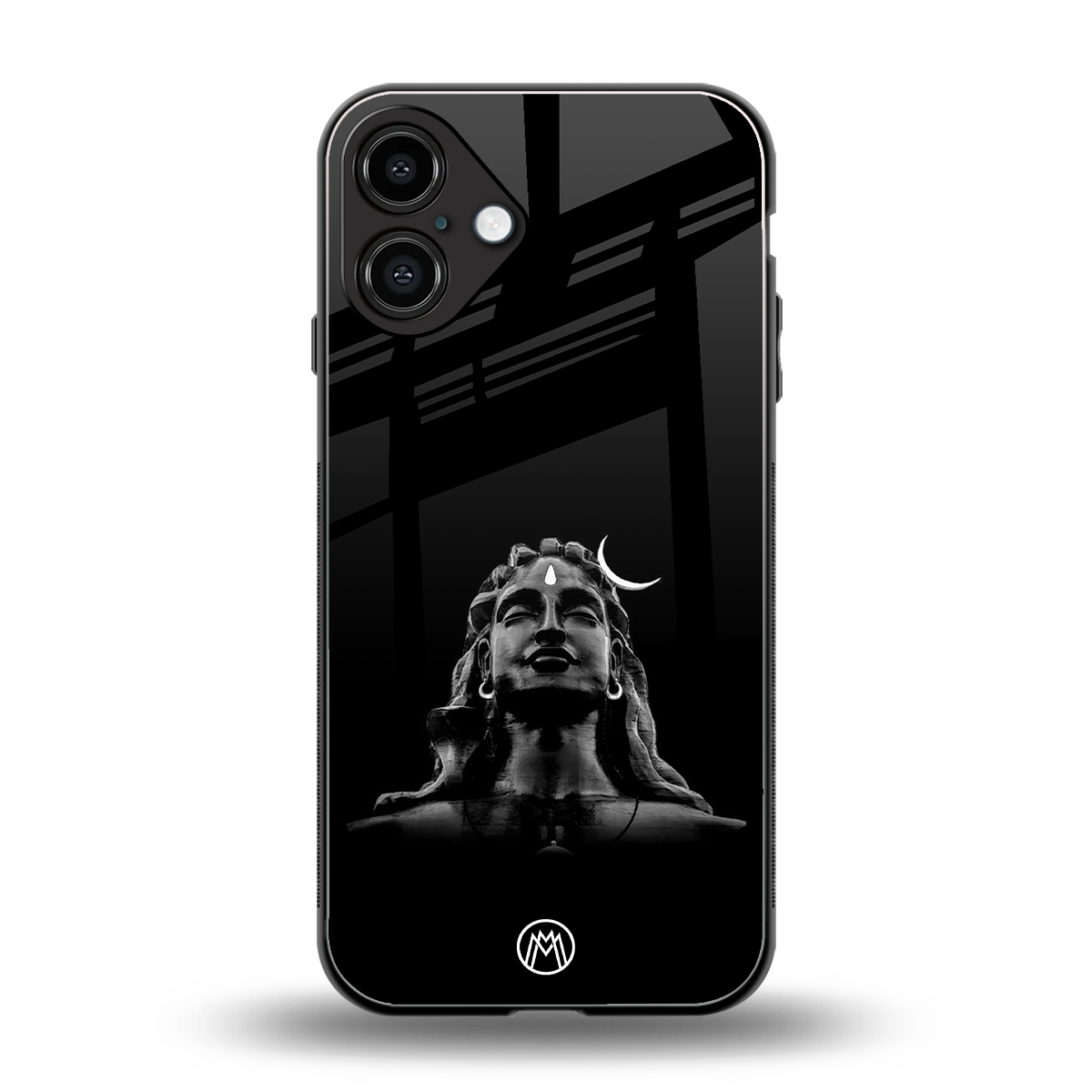 lord shiva black back phone cover | glass case for iphone 16 plus
