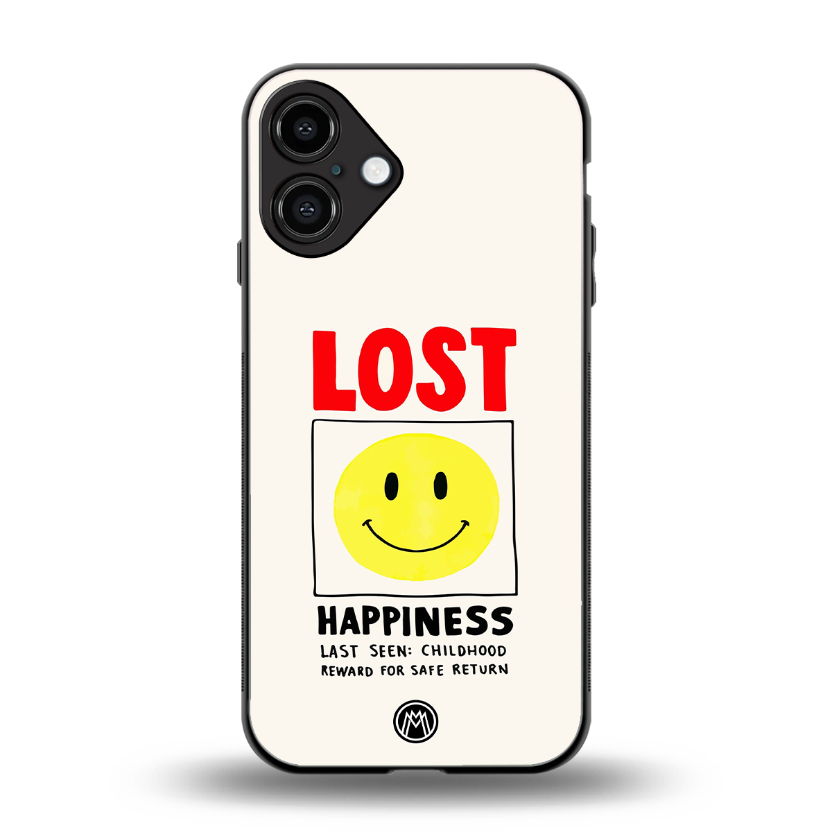 lost happiness back phone cover | glass case for iphone 16 plus
