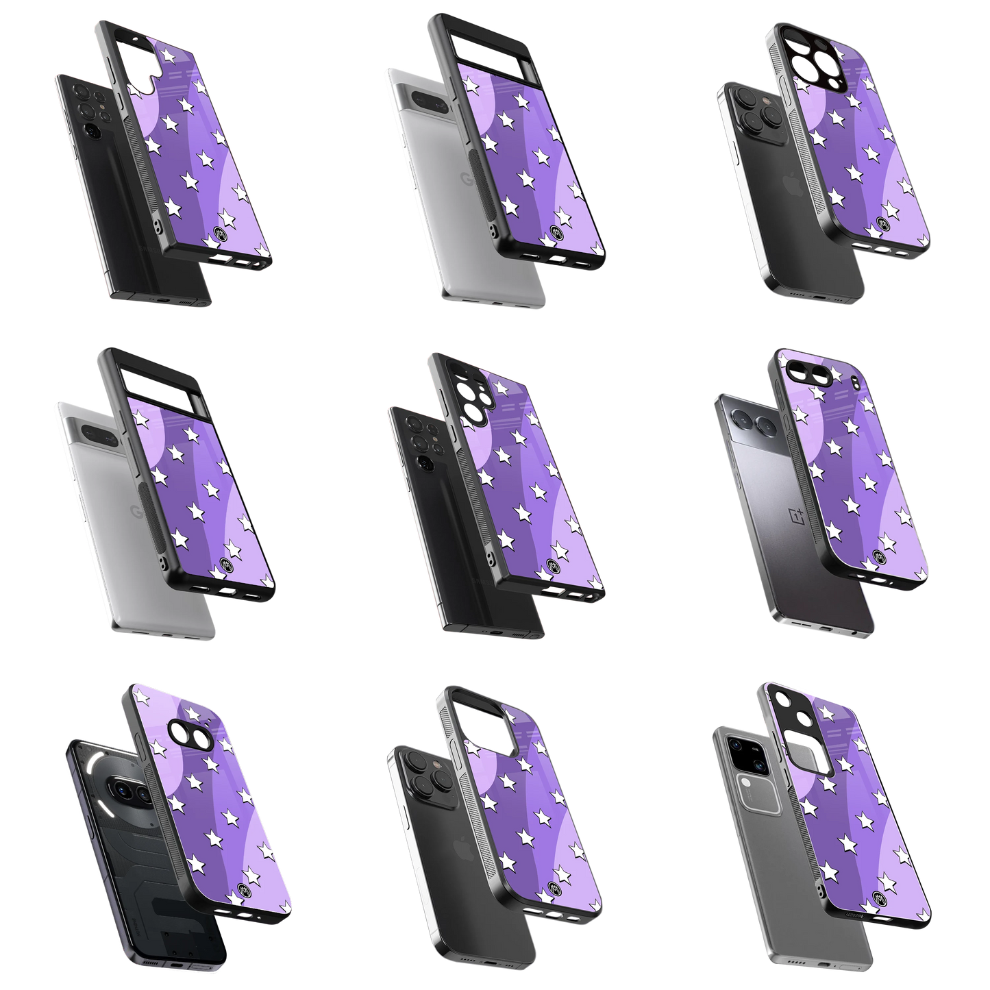 Durable Glass Back Mobile Case for iPhone, Samsung, OnePlus, Google Pixel, Redmi, Vivo, Oppo