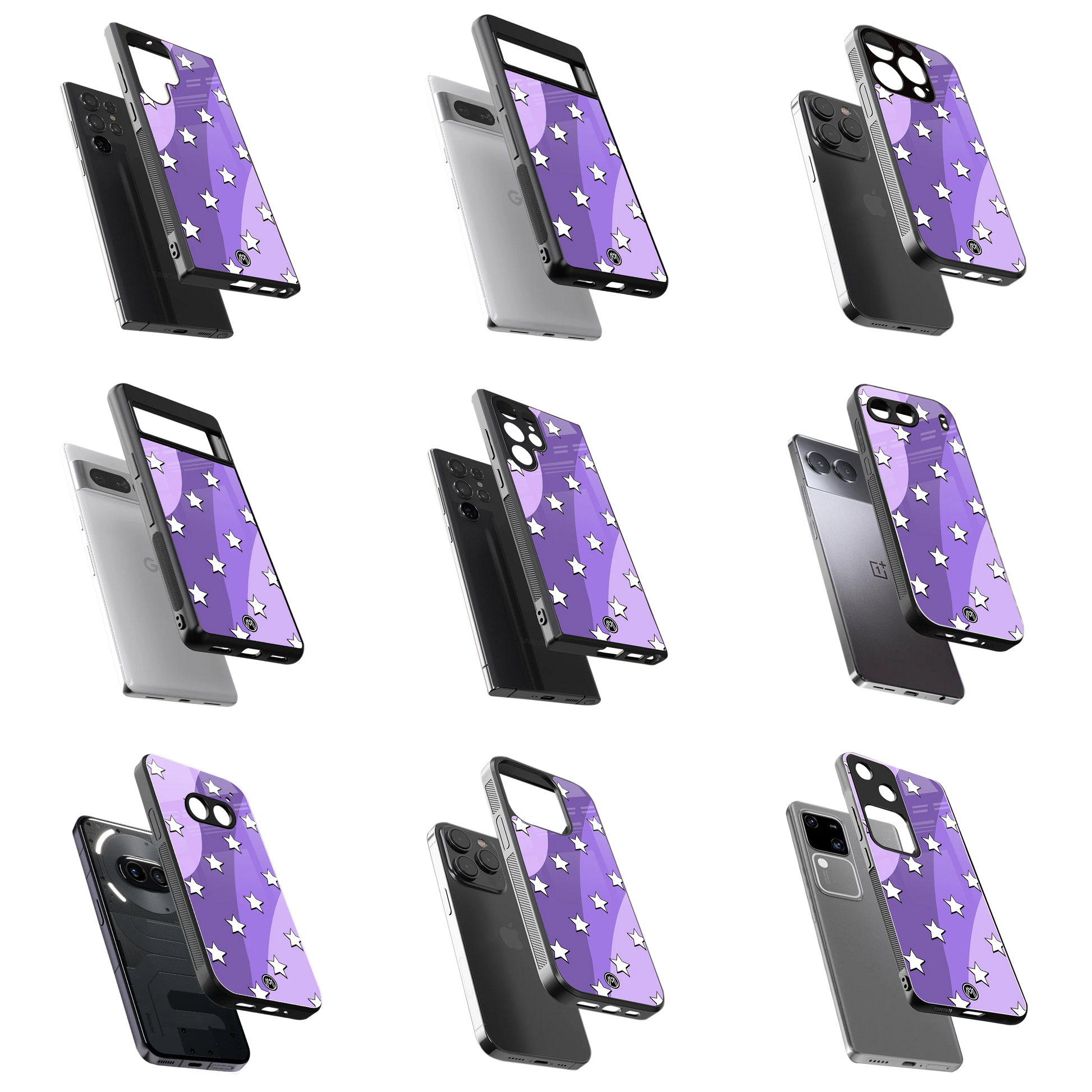 Durable Glass Back Mobile Case for iPhone, Samsung, OnePlus, Google Pixel, Redmi, Vivo, Oppo
