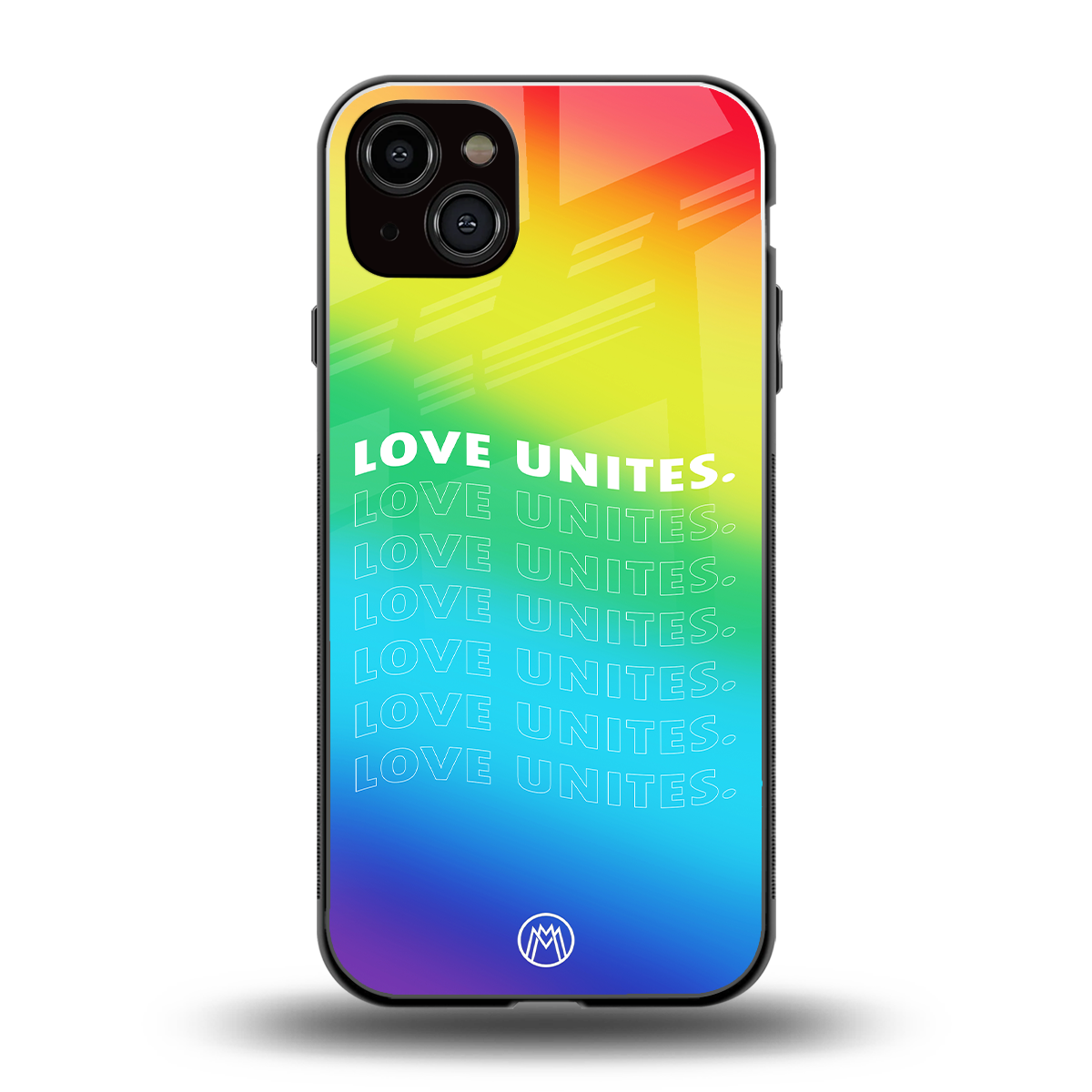 love unites back phone cover | glass case for iphone 15 plus
