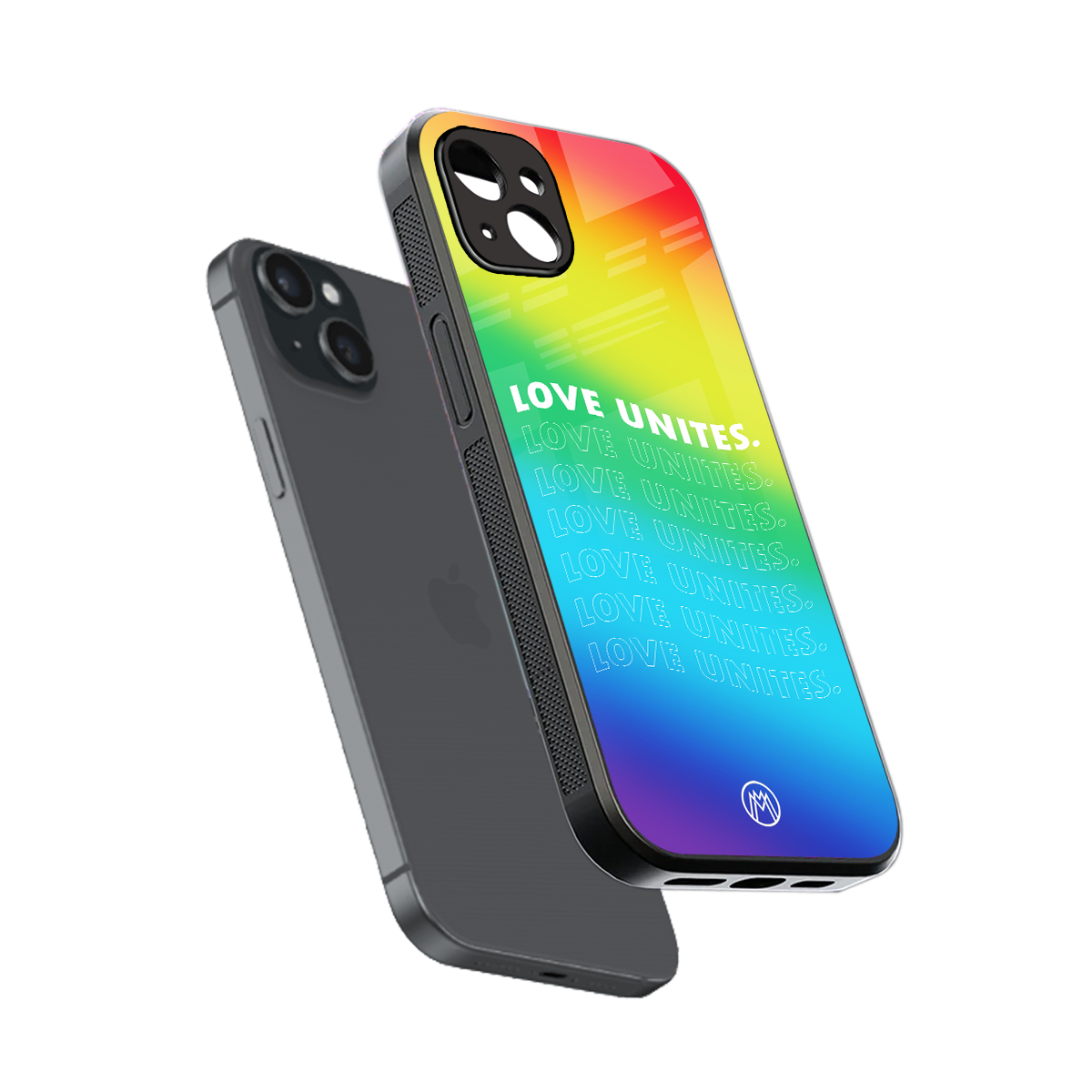 love unites back phone cover | glass case for iphone 15 plus