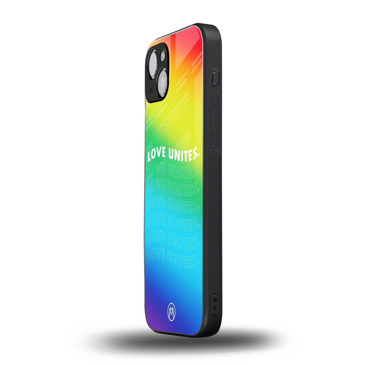love unites back phone cover | glass case for iphone 15 plus