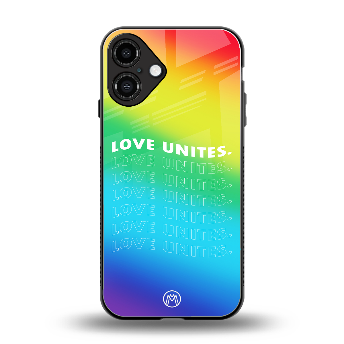 love unites back phone cover | glass case for iphone 16 plus