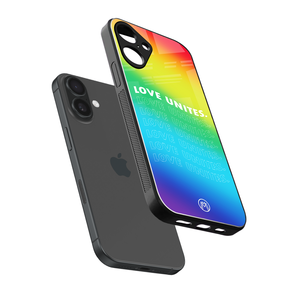 love unites back phone cover | glass case for iphone 16 plus