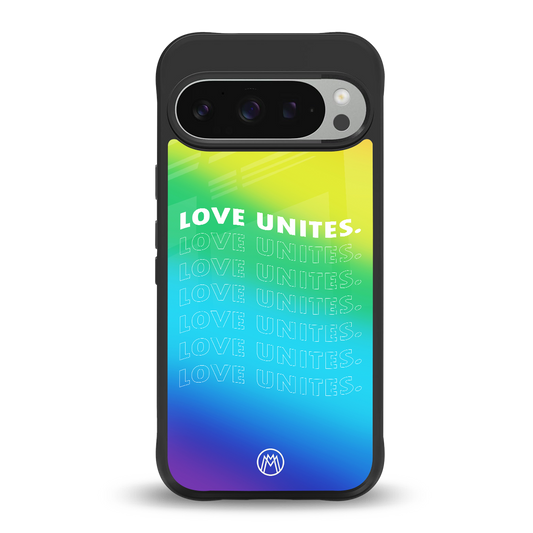love unites back phone cover | glass case for google pixel 9 pro