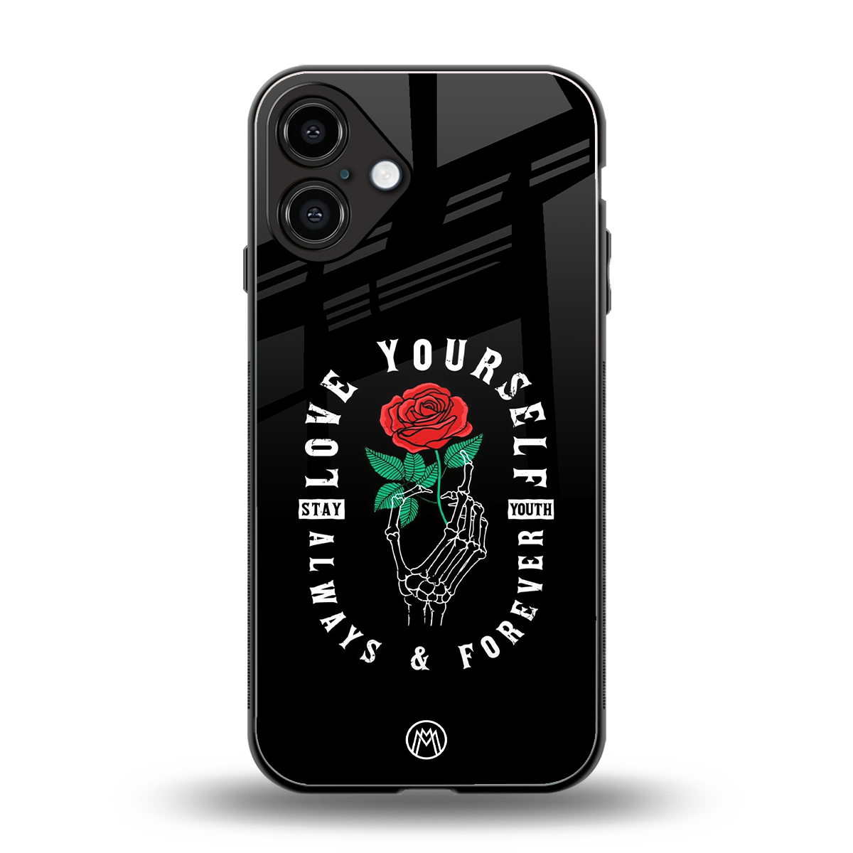 love yourself back phone cover | glass case for iphone 16 plus