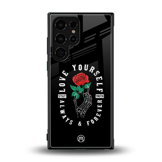 love yourself back phone cover | glass case for samsung galaxy s24 ultra
