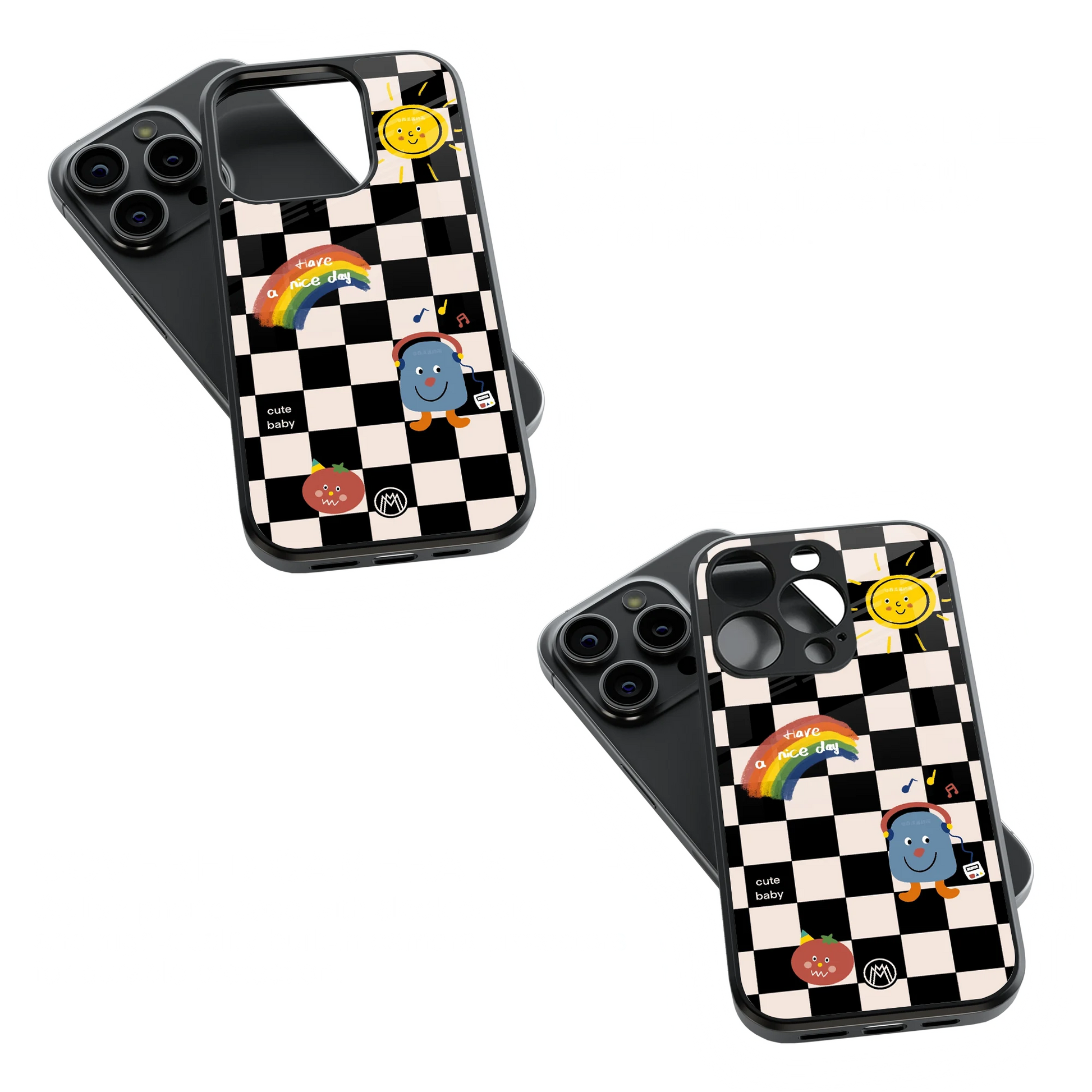 Trendy Glass Back Mobile Case for iPhone, Samsung, Redmi, OnePlus, Google Pixel, Motorola