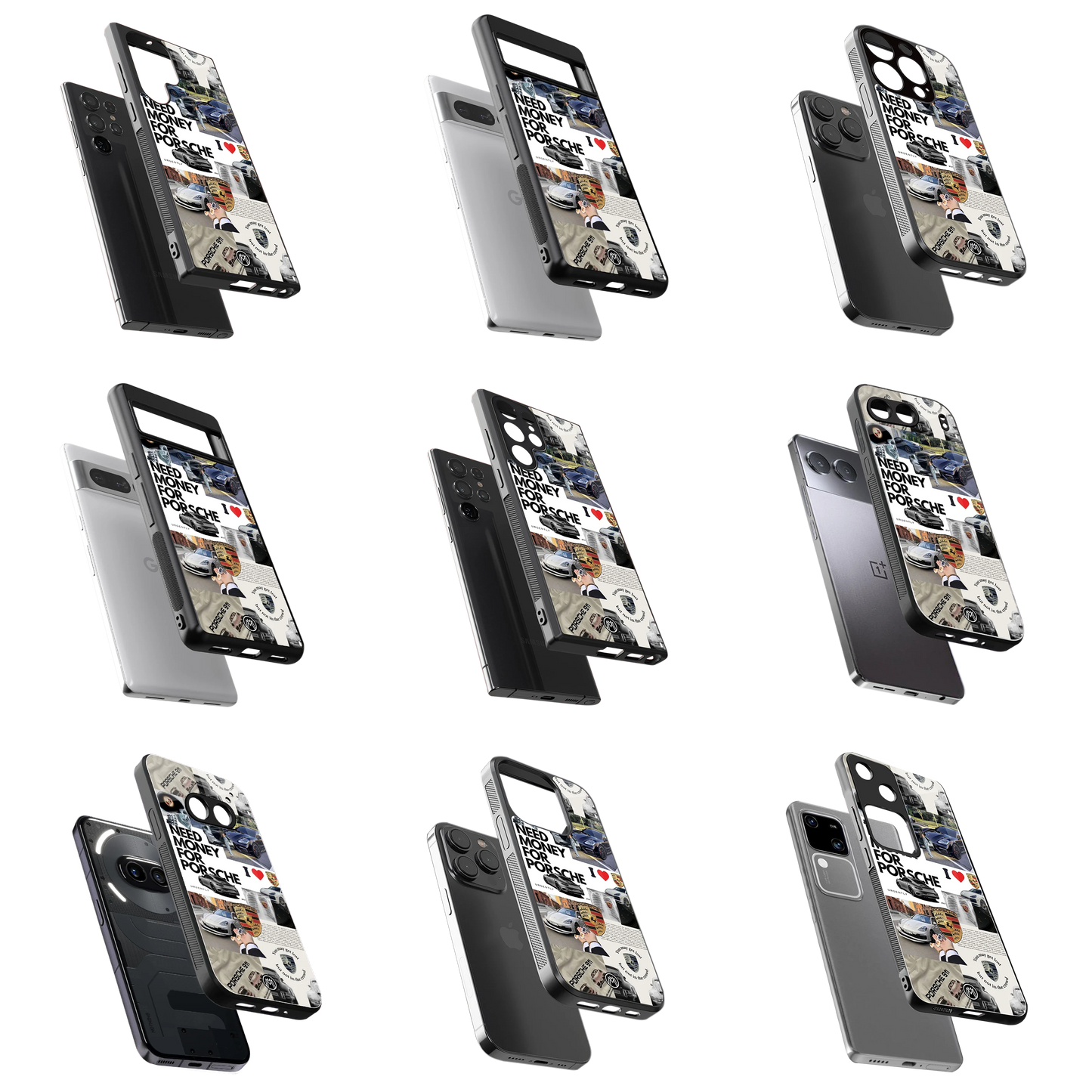 Durable Glass Back Mobile Case for iPhone, Samsung, OnePlus, Google Pixel, Redmi, Vivo, Oppo