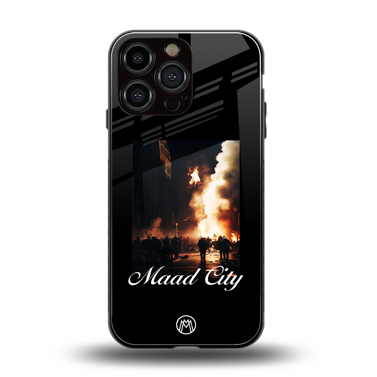 maad city back phone cover | glass case for iphone 14 pro max