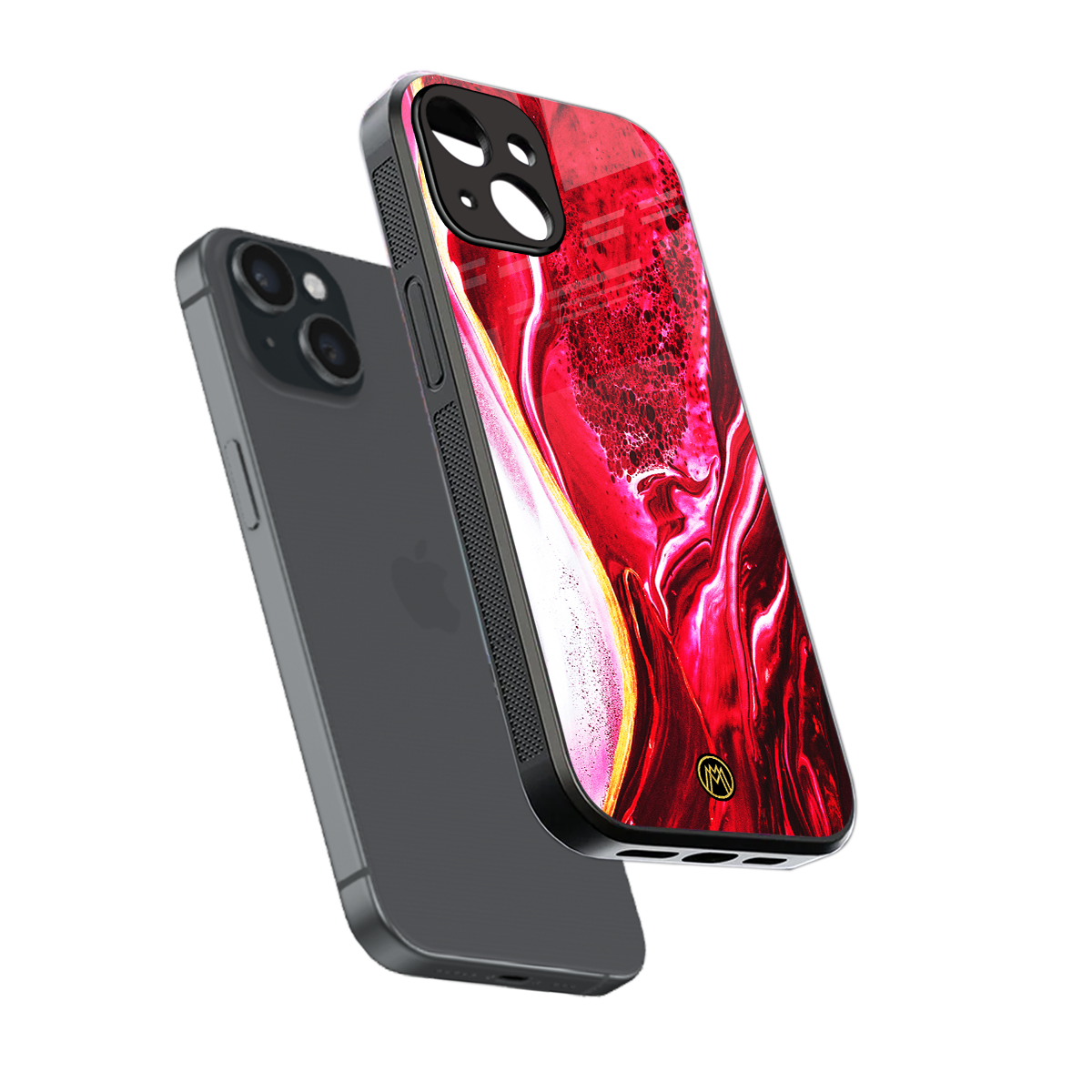magical pink liquid marble back phone cover | glass case for iphone 13 mini