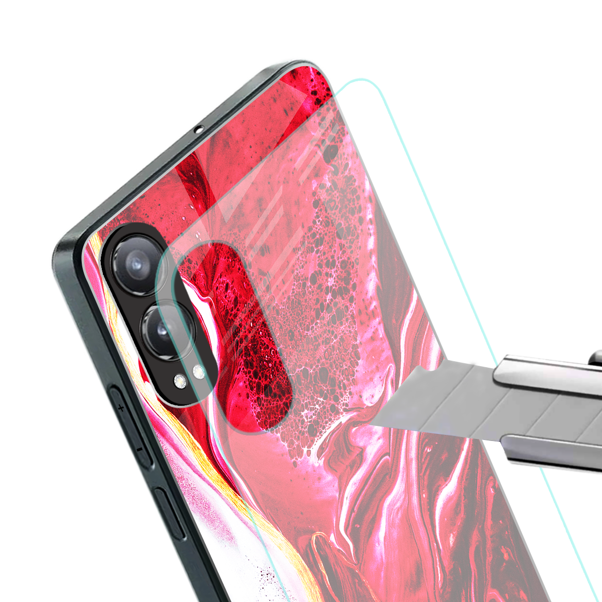 magical pink liquid marble back phone cover | glass case for oneplus nord ce 4 lite