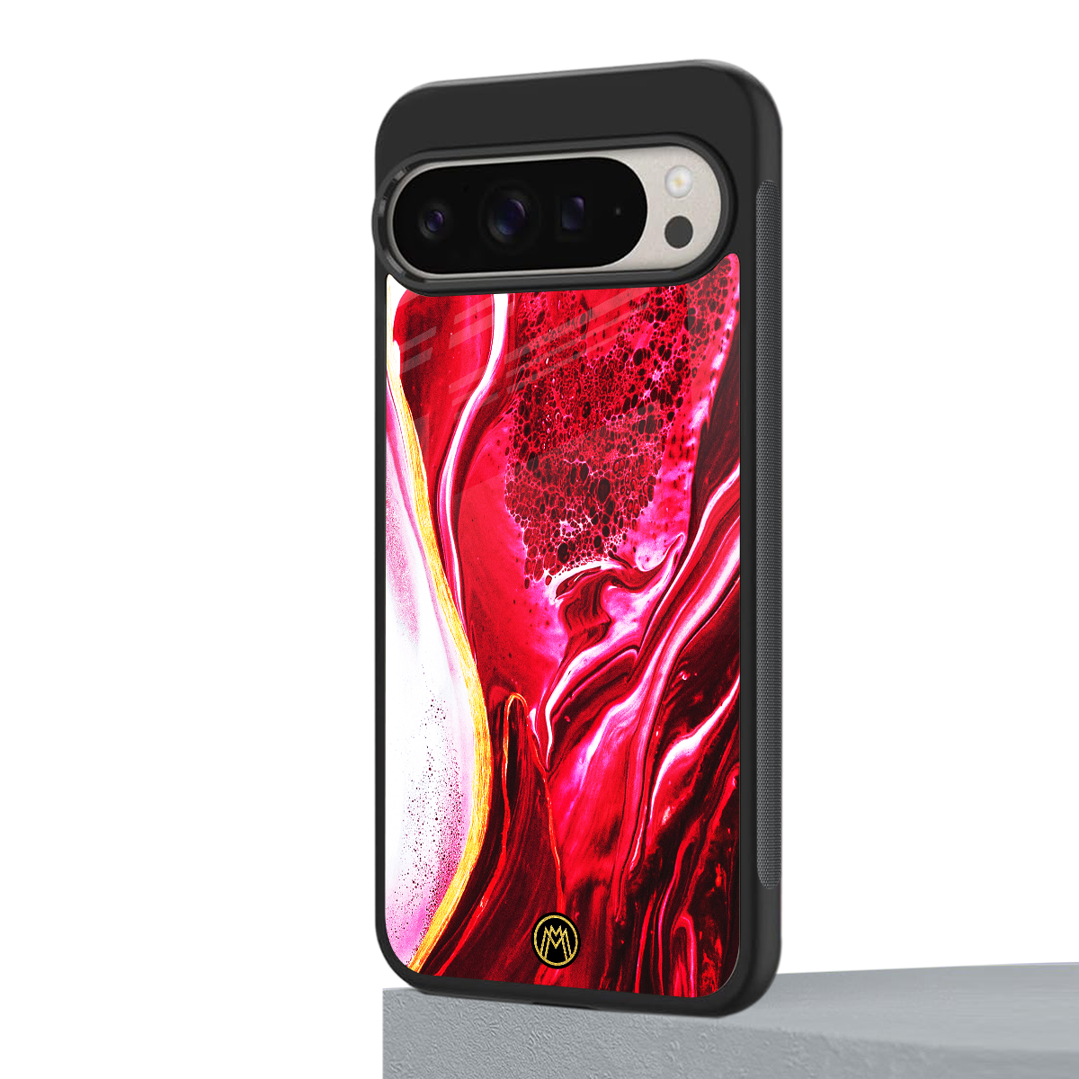 magical pink liquid marble back phone cover | glass case for google pixel 9 pro