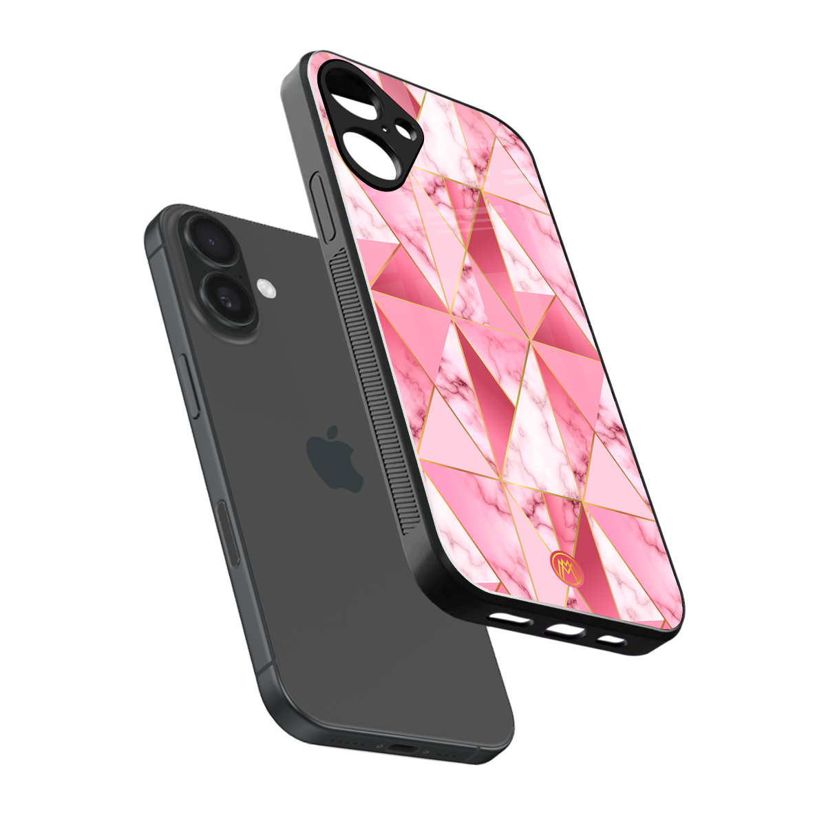 magical pink marble back phone cover | glass case for iphone 16 plus
