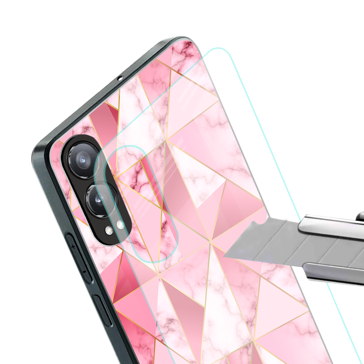 magical pink marble back phone cover | glass case for oneplus nord ce 4 lite