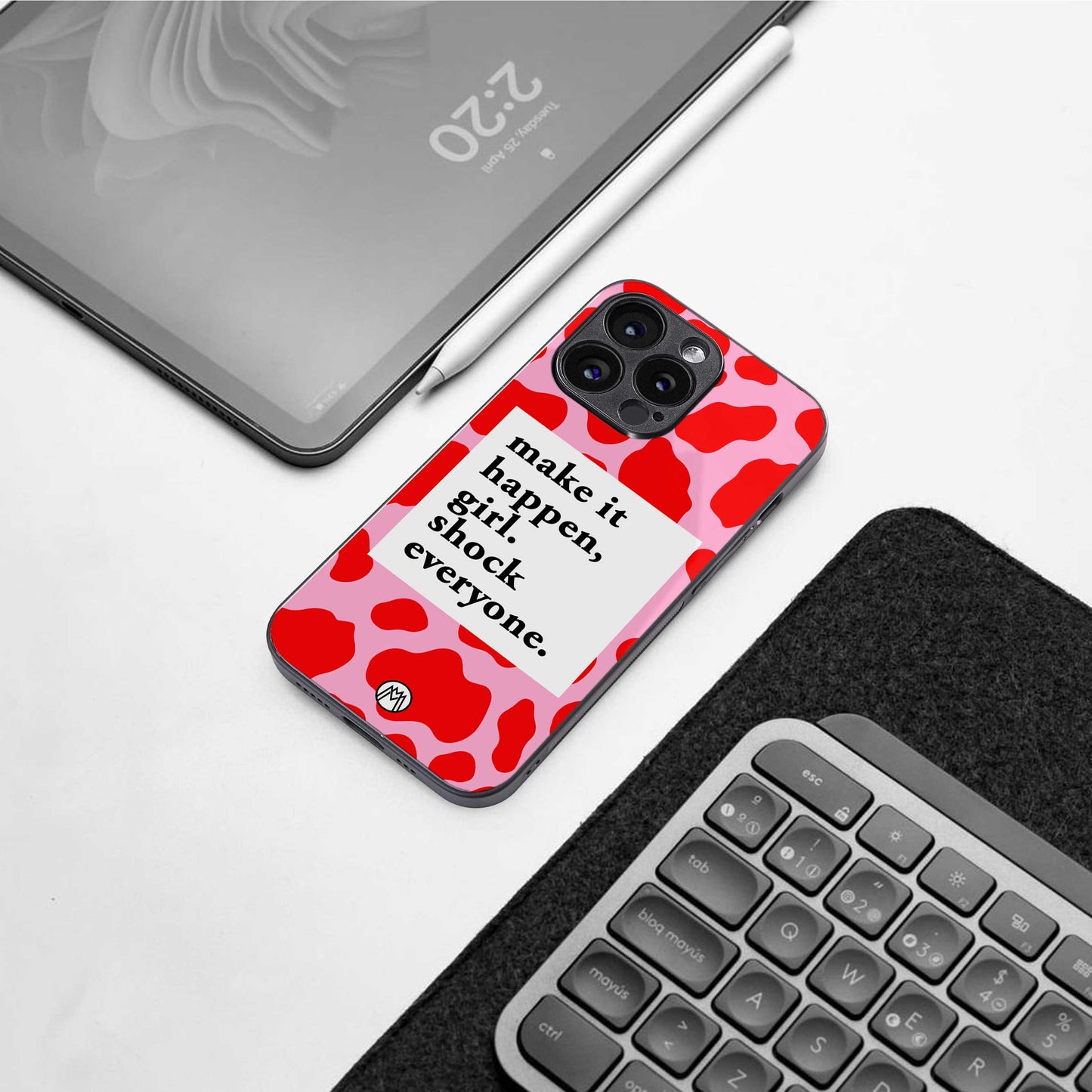 make it happen girl back phone cover | glass case for iphone 13 pro max