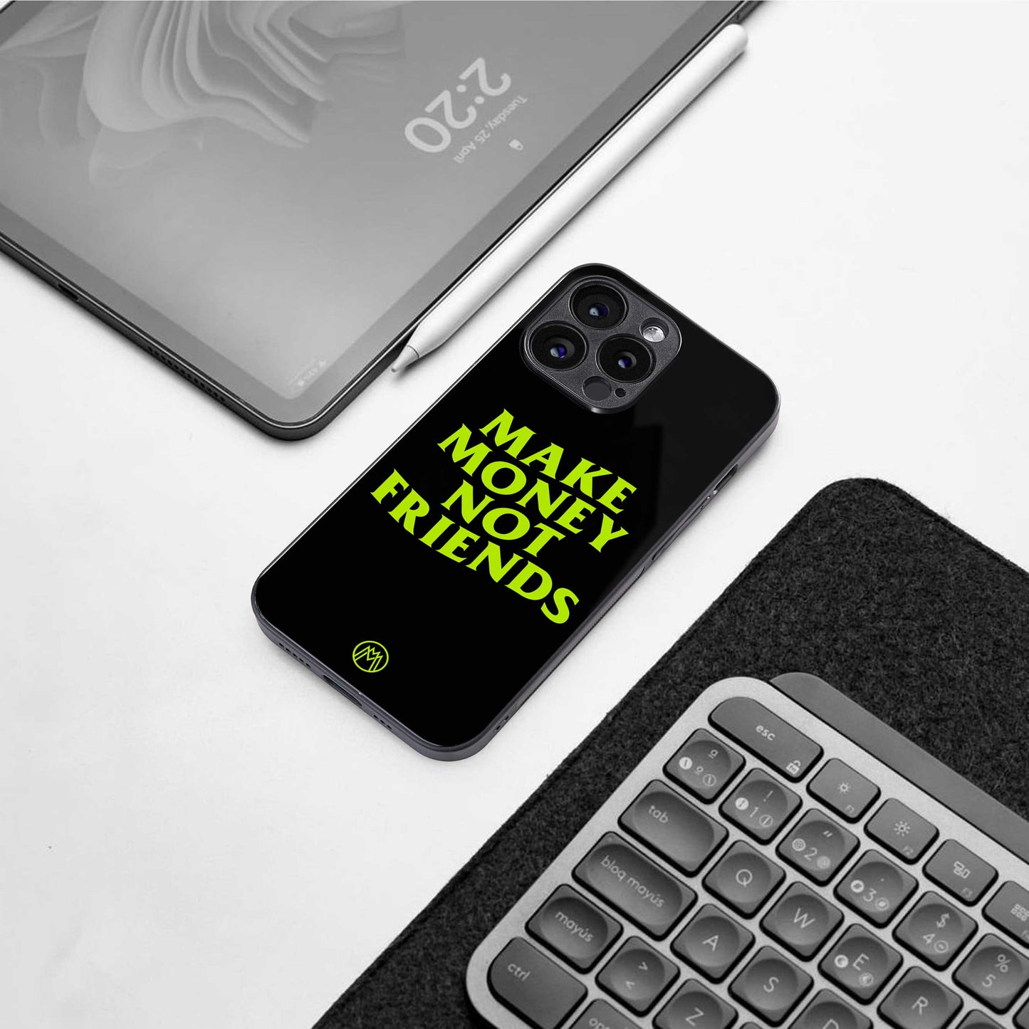 make money not friends back phone cover | glass case for iphone 14 pro max