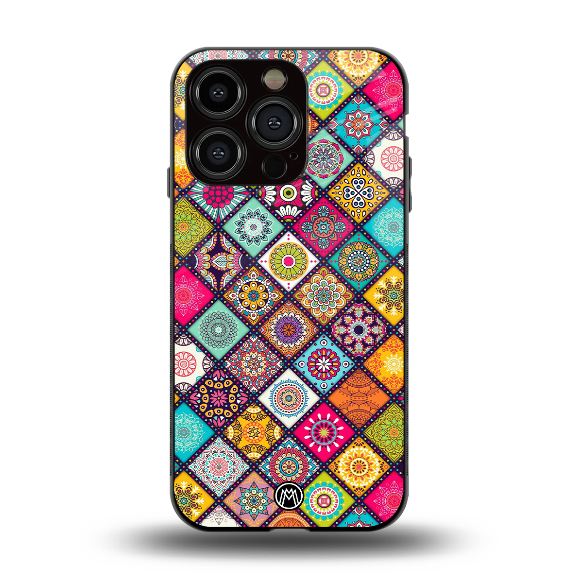 mandala art back phone cover | glass case for iphone 14 pro