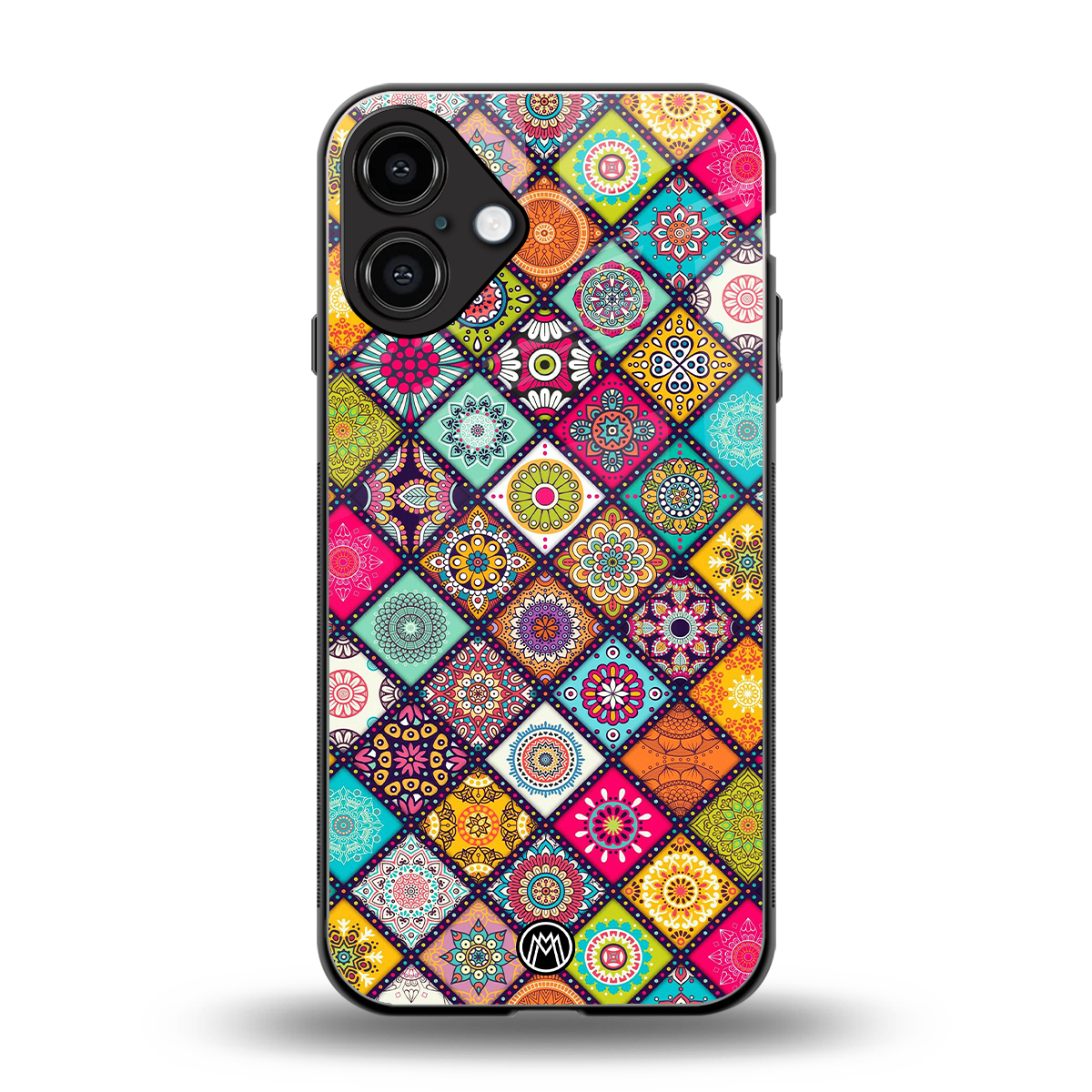 mandala art back phone cover | glass case for iphone 16 plus