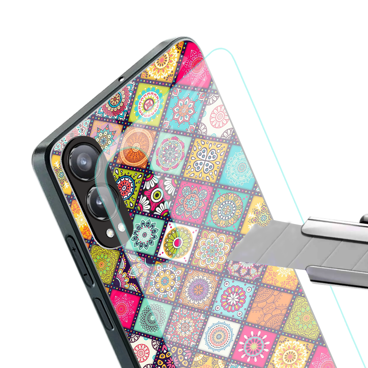 mandala art back phone cover | glass case for oneplus nord ce 4 lite