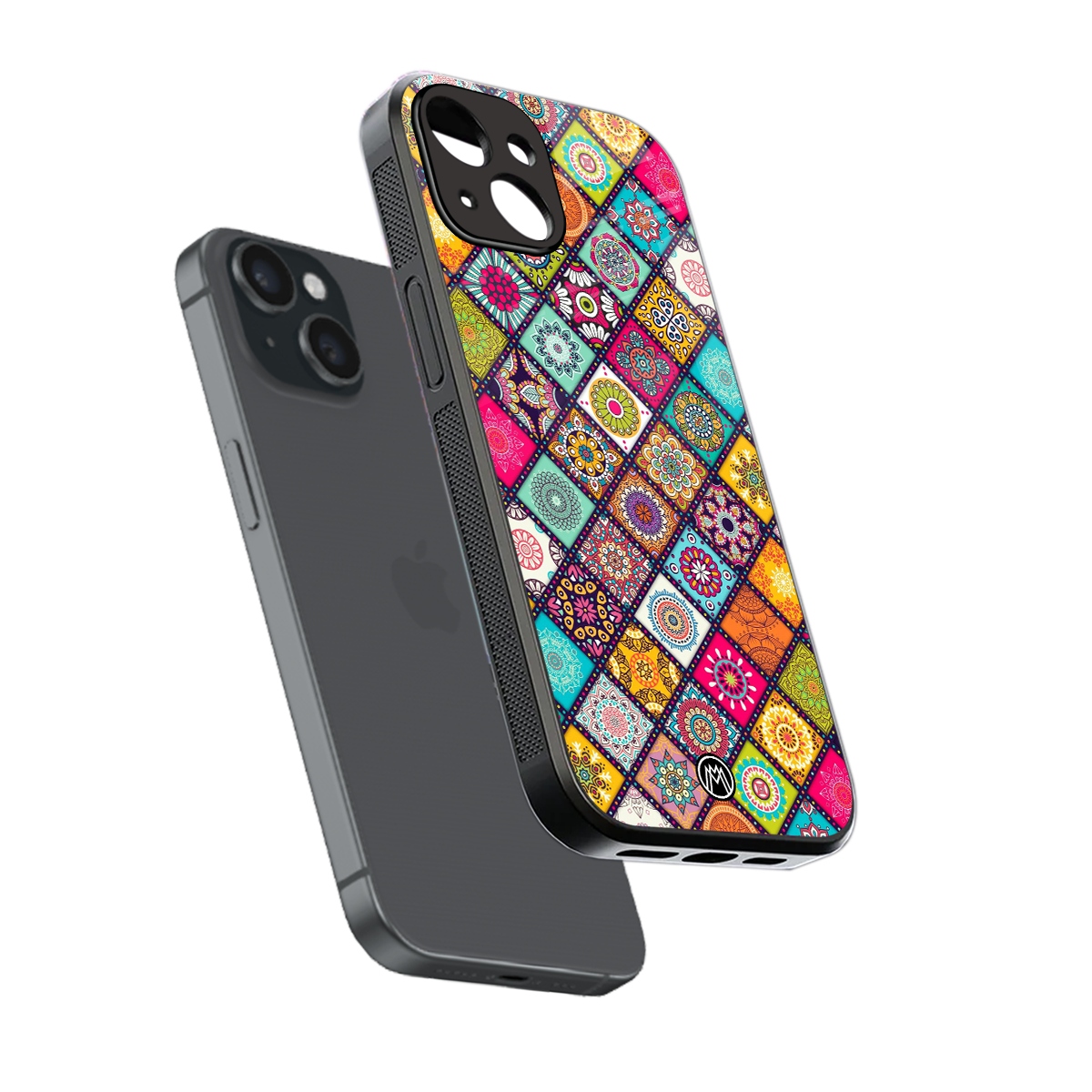 mandala art back phone cover | glass case for iphone 15