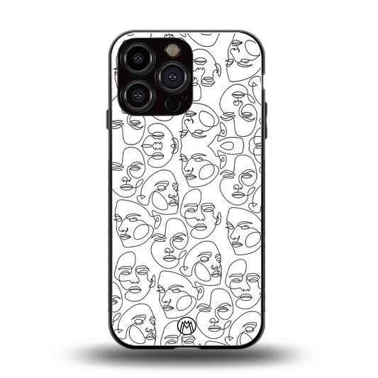 many faces white back phone cover | glass case for iphone 14 pro max