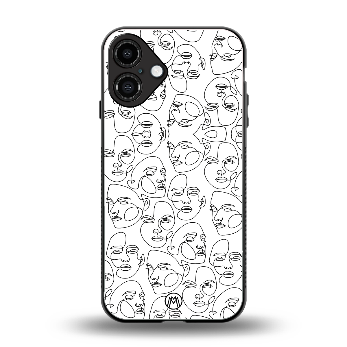 many faces white back phone cover | glass case for iphone 16 plus